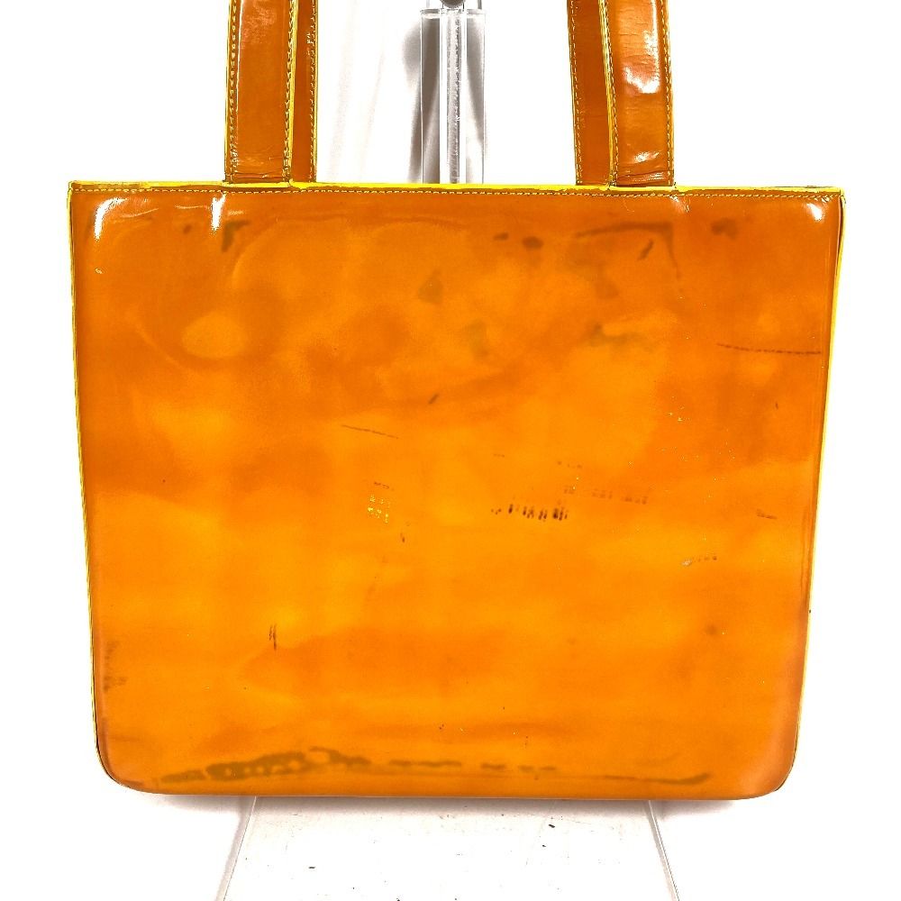 Chanel Shoulder Bag Logo Patent Leather Orange — view 2