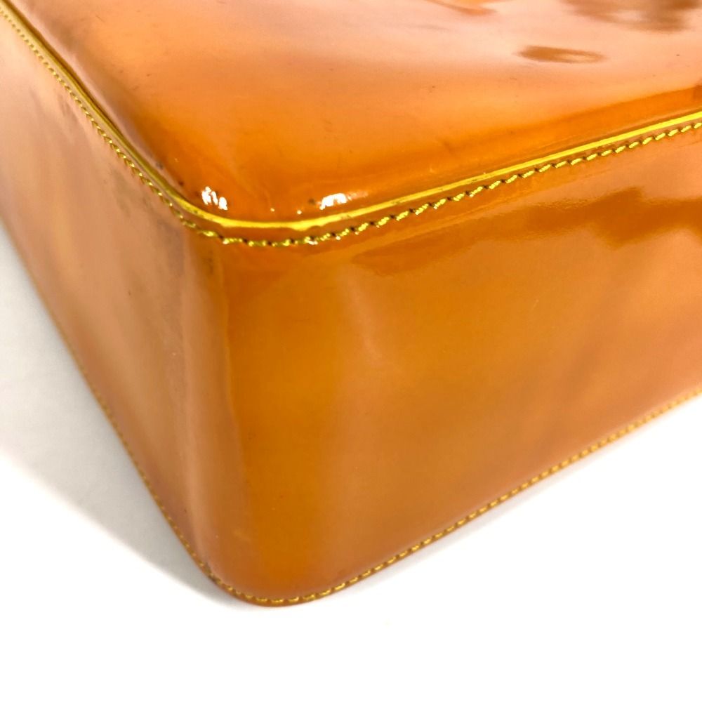 Chanel Shoulder Bag Logo Patent Leather Orange — view 6