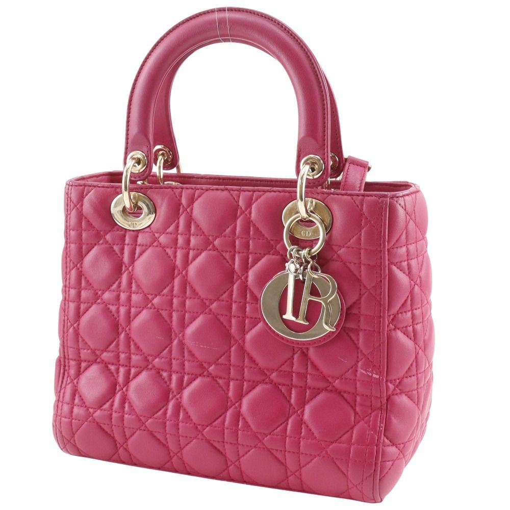 Dior Christian Cannage Lambskin Pink Handbag — view 2
