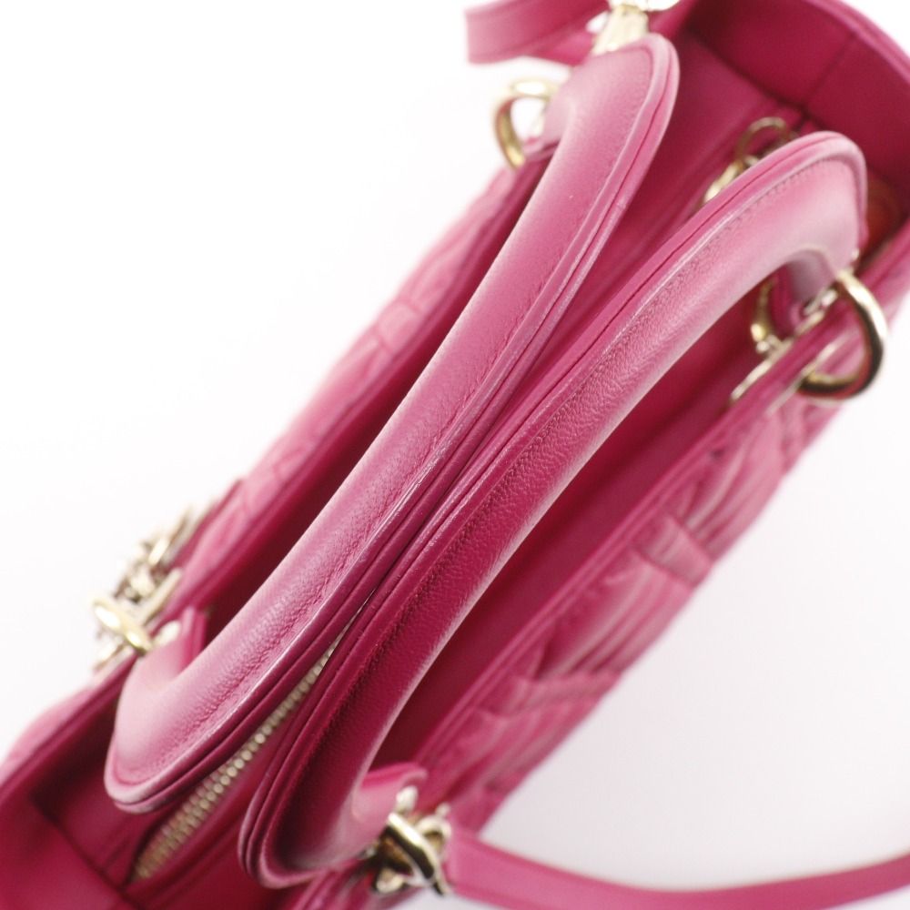 Dior Christian Cannage Lambskin Pink Handbag — view 5