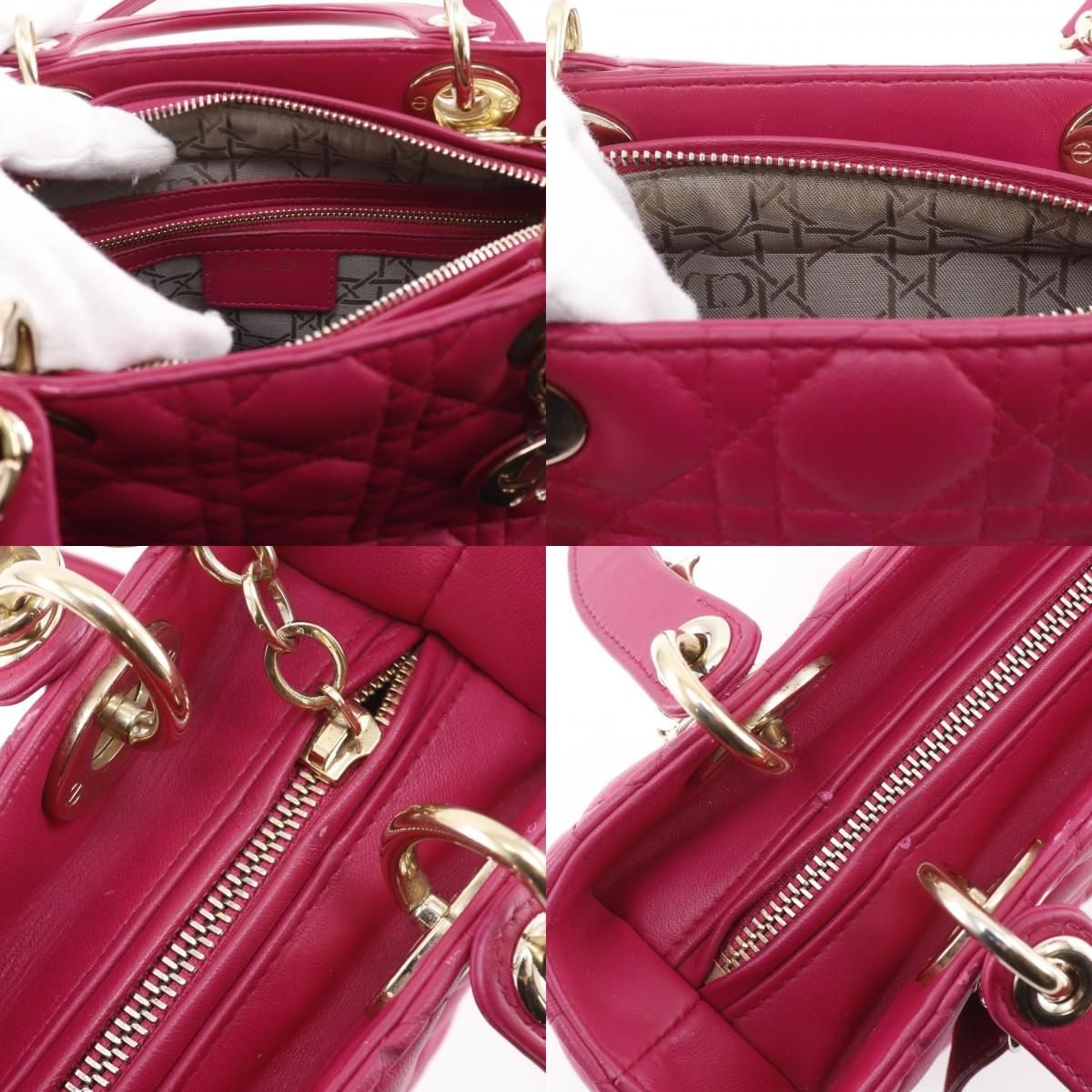 Dior Christian Cannage Lambskin Pink Handbag — view 8