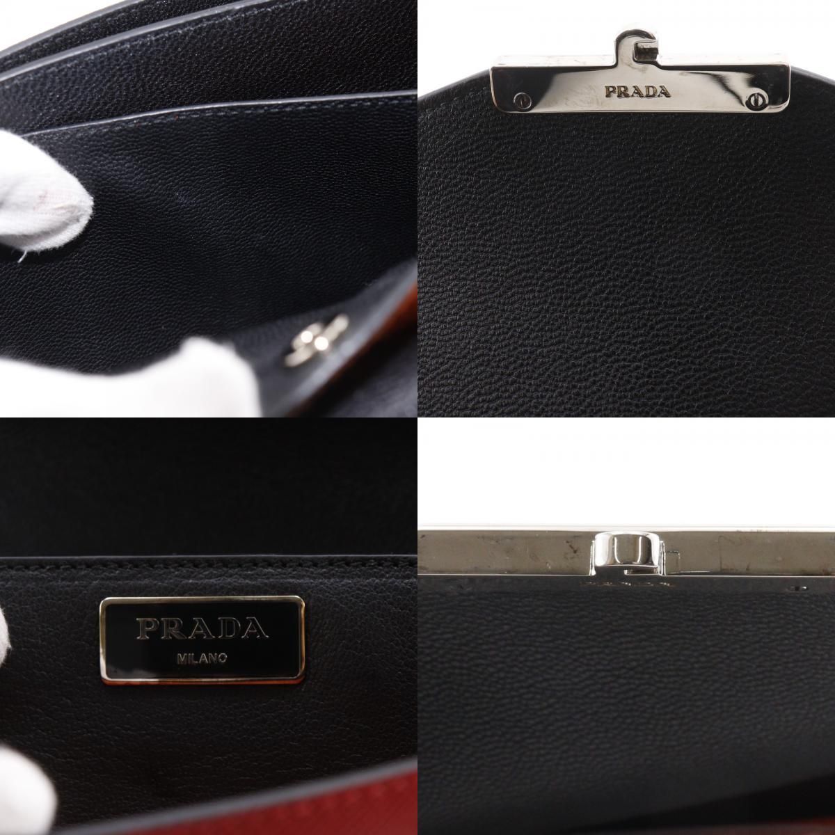 Prada 2-Way Clutch Saffiano Red Orange Shoulder Bag — view 8