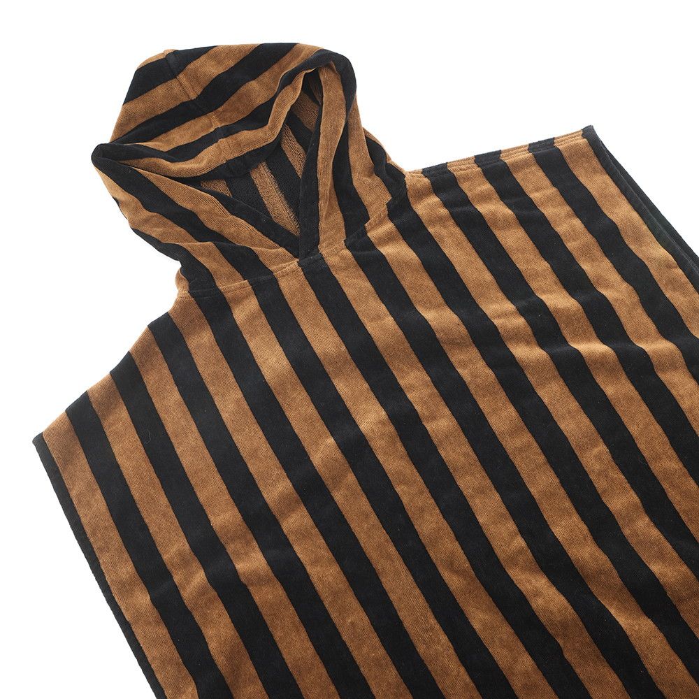 Fendi Poncho Pecan Striped Cotton with Hood Black Shoulder Bag Brown — view 3