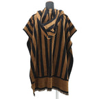 Fendi Poncho Pecan Striped Cotton with Hood Black Shoulder Bag Brown — view 2