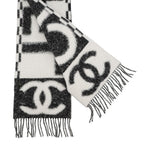 Chanel Scarf CC Logo Cashmere Silk Black White — view 2