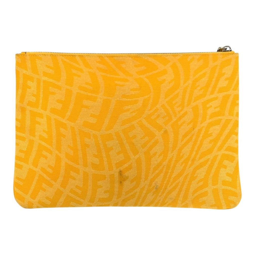 Fendi FF Vertigo Yellow Silver Canvas Clutch — view 2