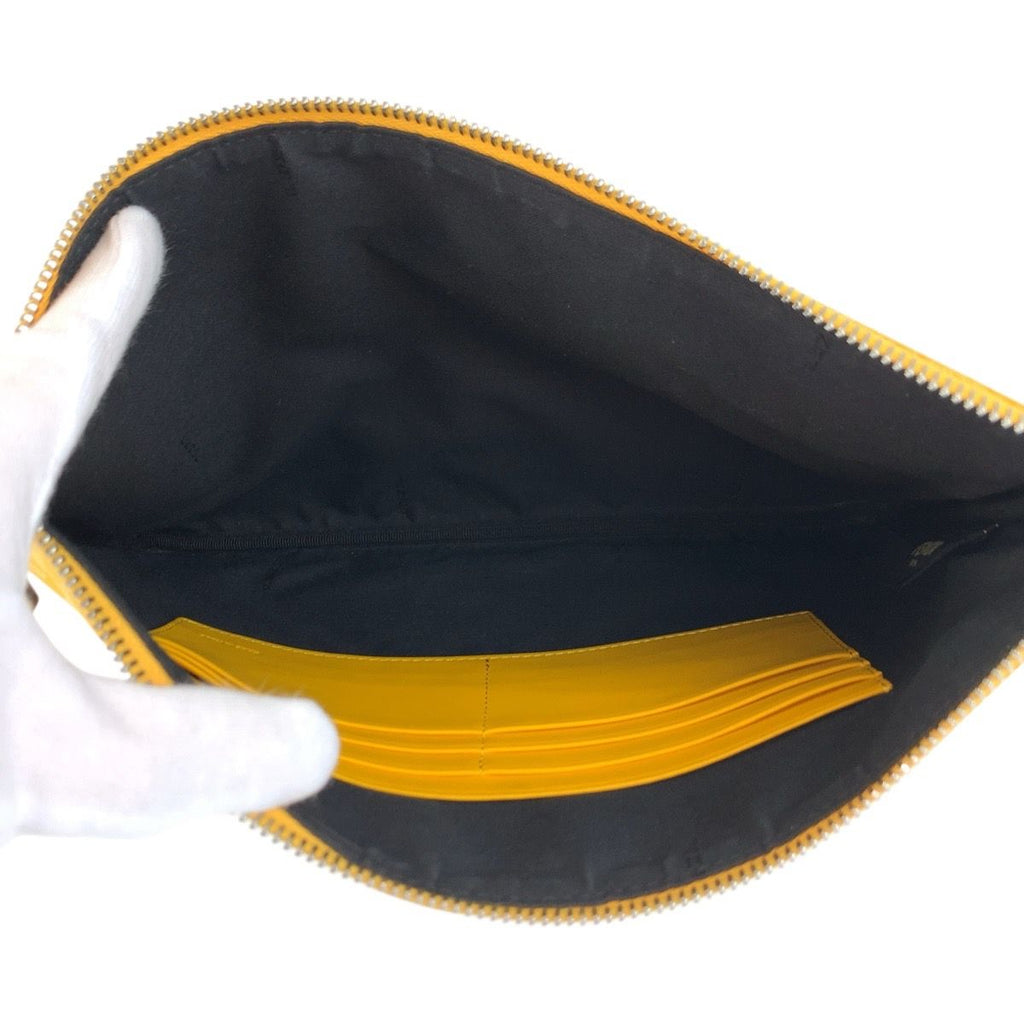 Fendi FF Vertigo Yellow Silver Canvas Clutch — view 7
