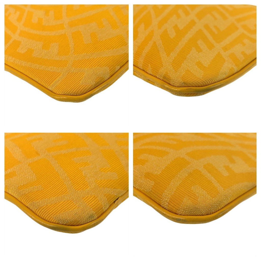 Fendi FF Vertigo Yellow Silver Canvas Clutch — view 4