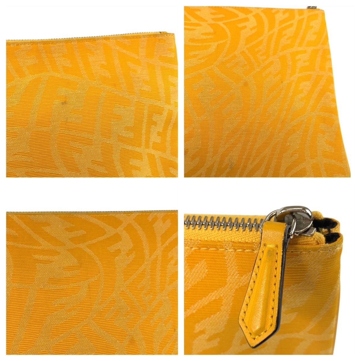 Fendi FF Vertigo Yellow Silver Canvas Clutch — view 5