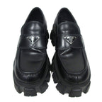 Prada Monolith Brushed Leather Loafers Triangle Plate Logo Thick — view 3