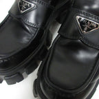 Prada Monolith Brushed Leather Loafers Triangle Plate Logo Thick — view 7