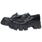 Prada Monolith Brushed Leather Loafers Triangle Plate Logo Thick — view 2