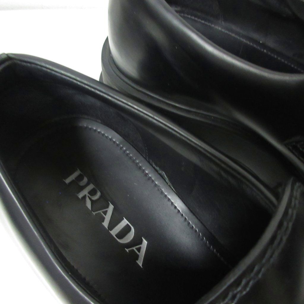 Prada Monolith Brushed Leather Loafers Triangle Plate Logo Thick — view 6