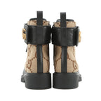 Gucci Boots Jumbo GG Marmont Ankle Canvas Leather 34.5 Beige Black — view 3