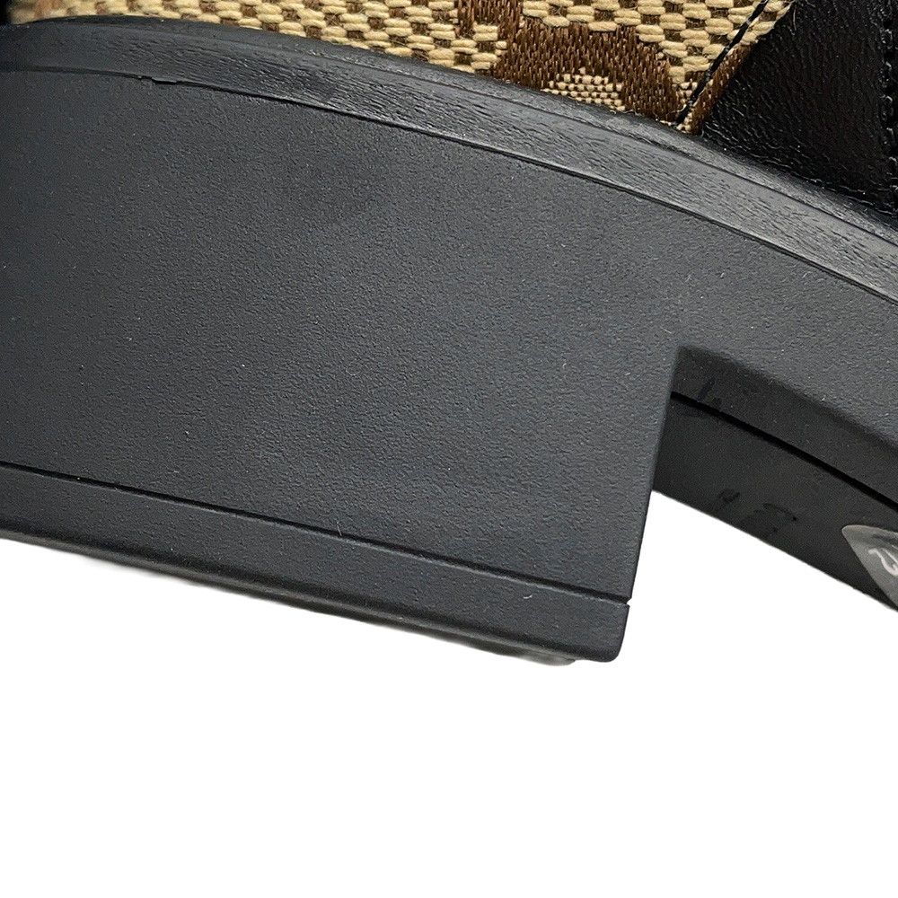 Gucci Boots Jumbo GG Marmont Ankle Canvas Leather 34.5 Beige Black — view 6