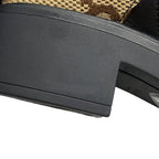 Gucci Boots Jumbo GG Marmont Ankle Canvas Leather 34.5 Beige Black — view 6