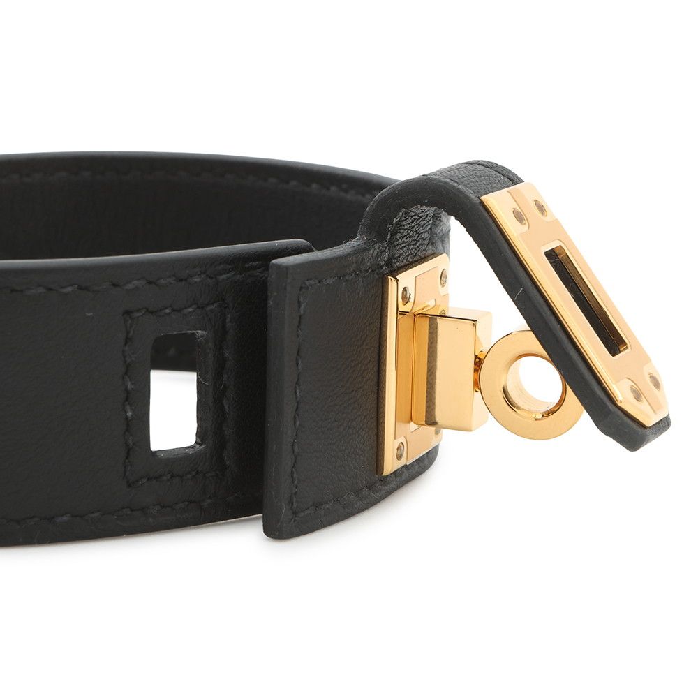 Hermes Bracelet Kelly Twist PM Black Gold Swift Ed T2 — view 5