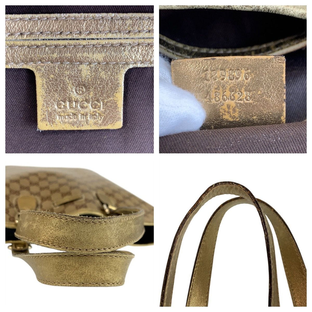 Gucci GG Crystal Beige Gold Leather Tote Shoulder Bag — view 3