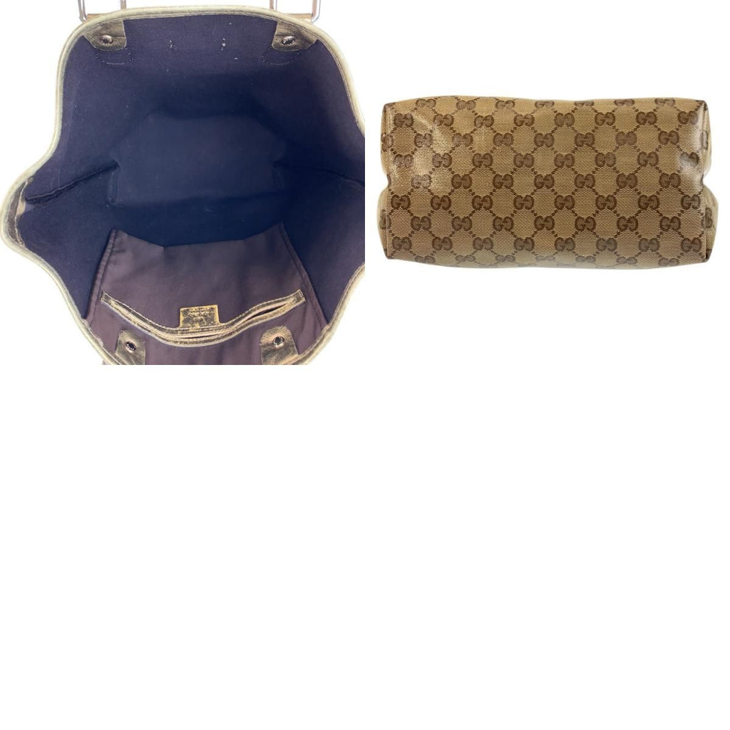 Gucci GG Crystal Beige Gold Leather Tote Shoulder Bag — view 9