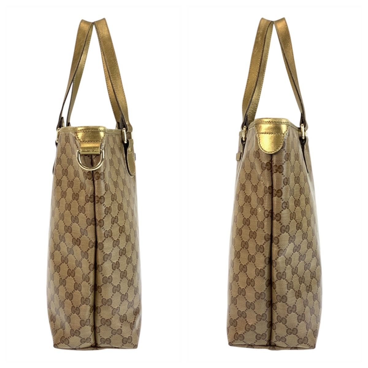 Gucci GG Crystal Beige Gold Leather Tote Shoulder Bag — view 8