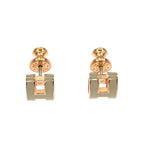 Hermes Earrings Pop Mini Pair Brown Marron Glace Grey Rose Gold — view 4