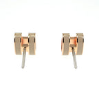 Hermes Earrings Pop Mini Pair Brown Marron Glace Grey Rose Gold — view 6