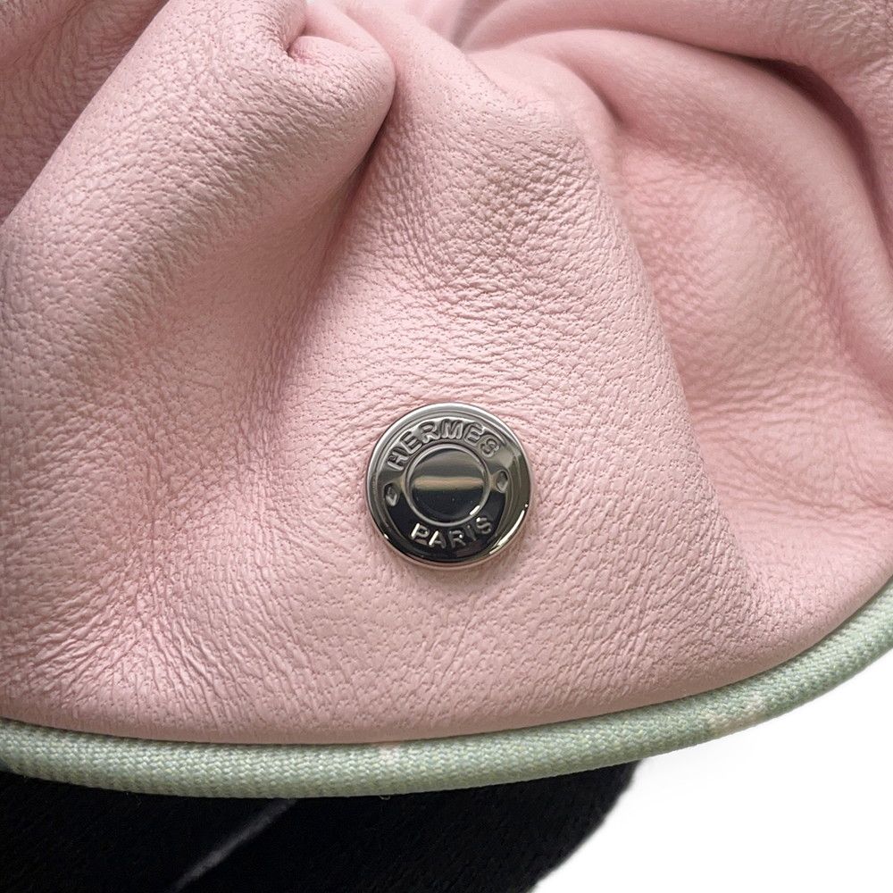 Hermes Scrunchie Claudia Rose Sakura Silver Lambskin Silk Hair — view 5