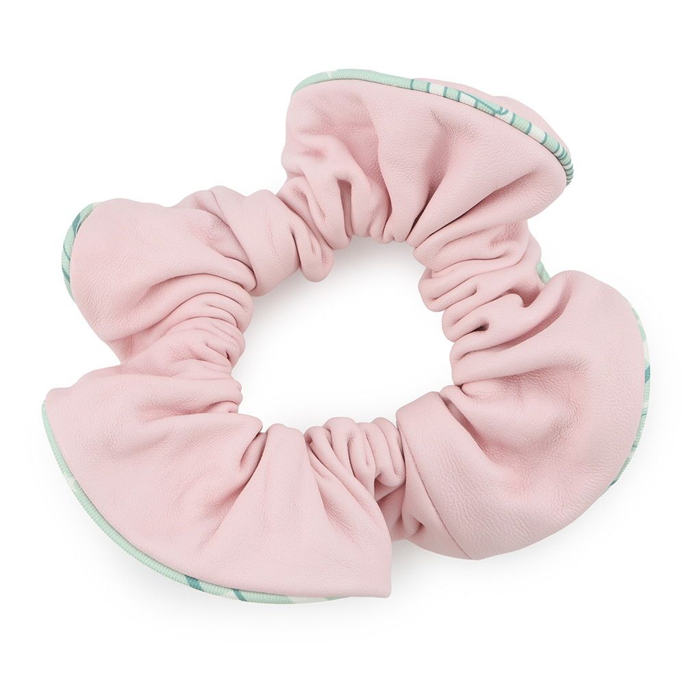 Hermes Scrunchie Claudia Rose Sakura Silver Lambskin Silk Hair — view 3