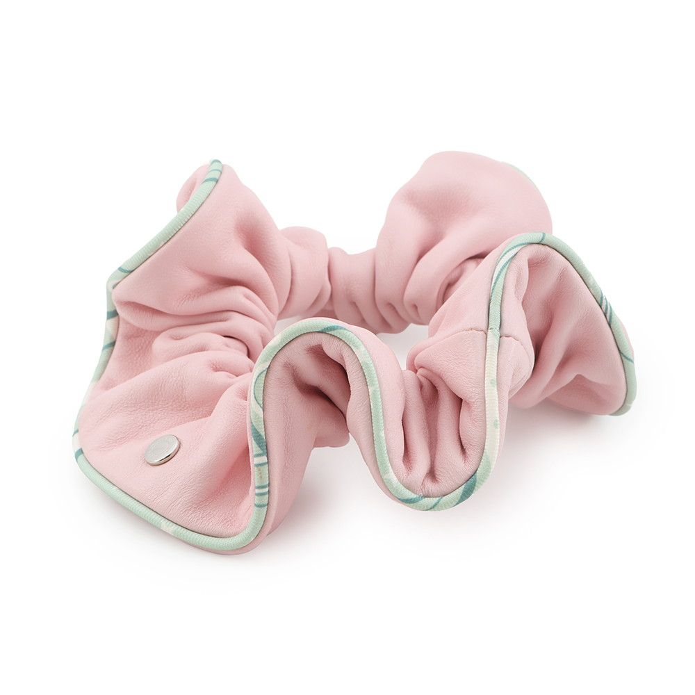 Hermes Scrunchie Claudia Rose Sakura Silver Lambskin Silk Hair — view 2
