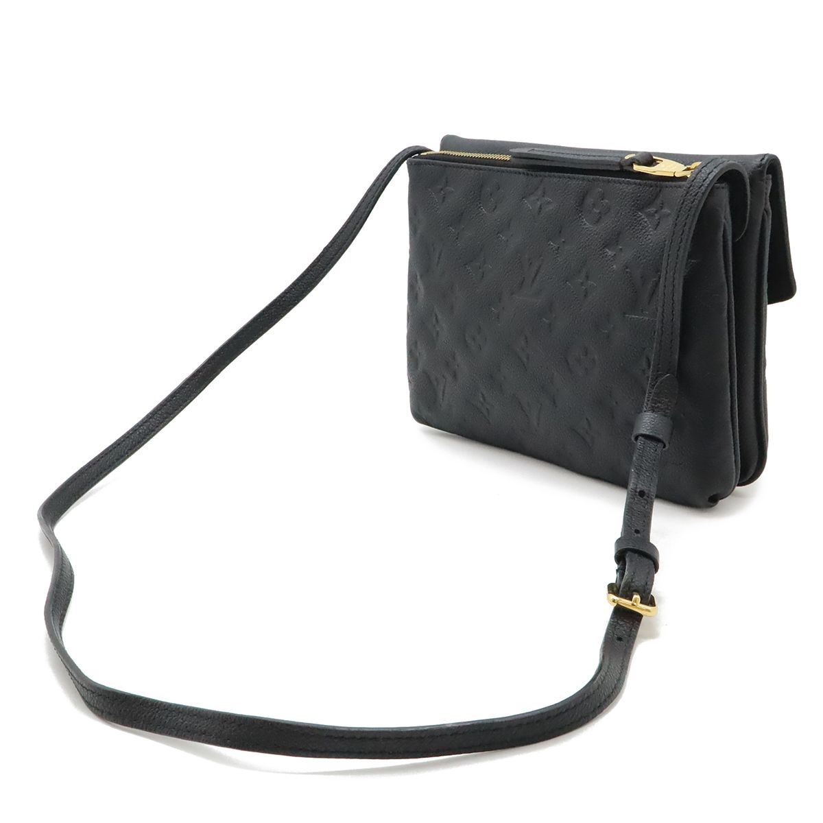 Louis Vuitton Monogram Empreinte Twice Shoulder Bag Pochette Noir Black Gold — view 2