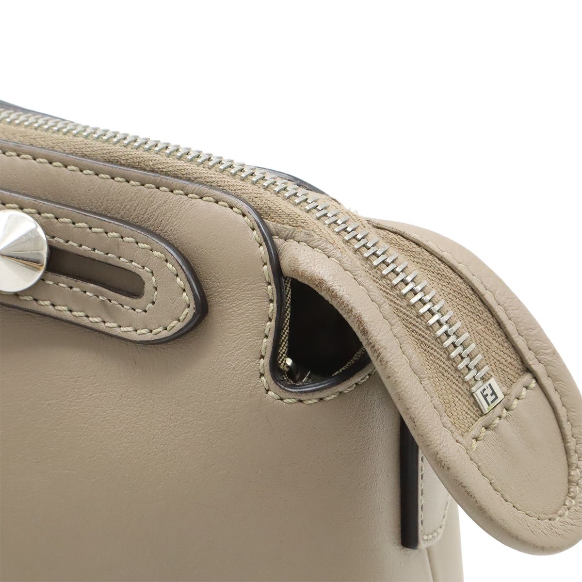 Fendi by the Way 2-Way Shoulder Bag Leather Grey Silver — view 9