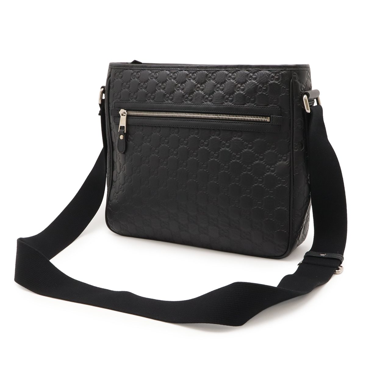 Gucci Guccissima Sherry Line Shoulder Bag Rubber Coating Leather Black — view 2