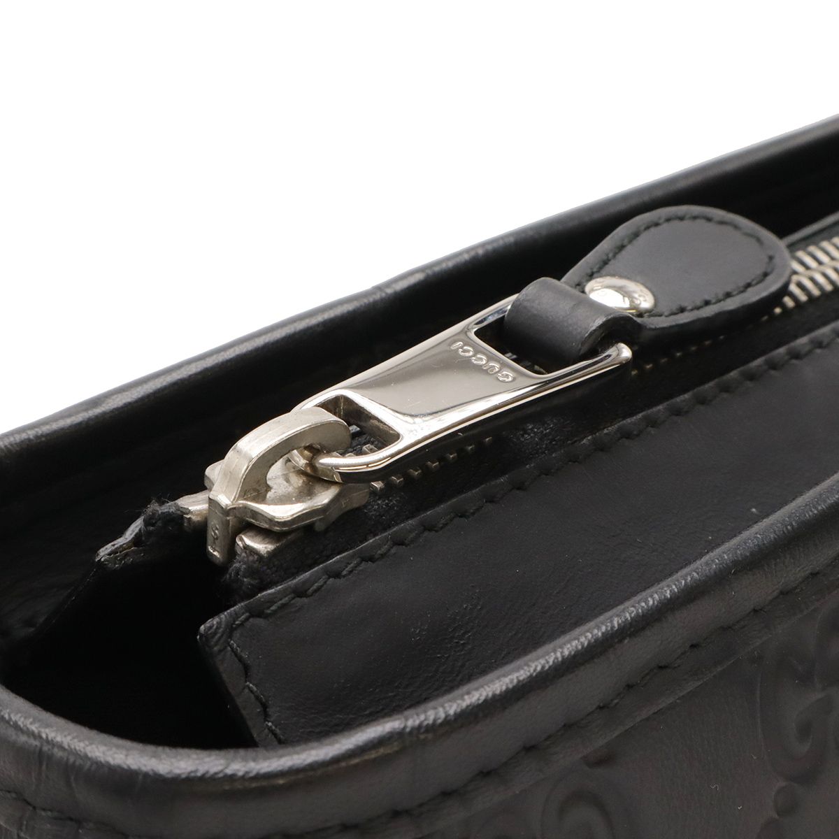 Gucci Guccissima Sherry Line Shoulder Bag Rubber Coating Leather Black — view 4