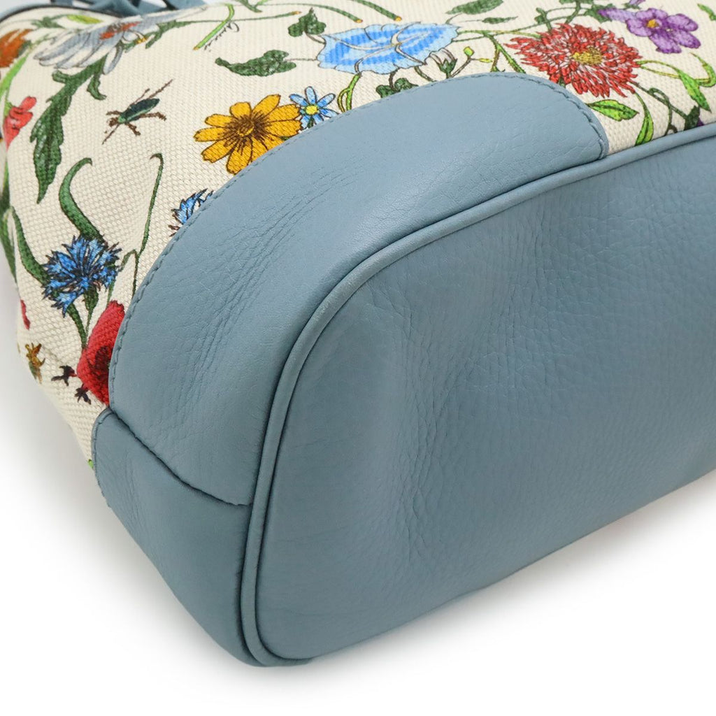 Gucci Flora Tote Shoulder Bag Semi Floral Pattern Canvas Leather — view 3