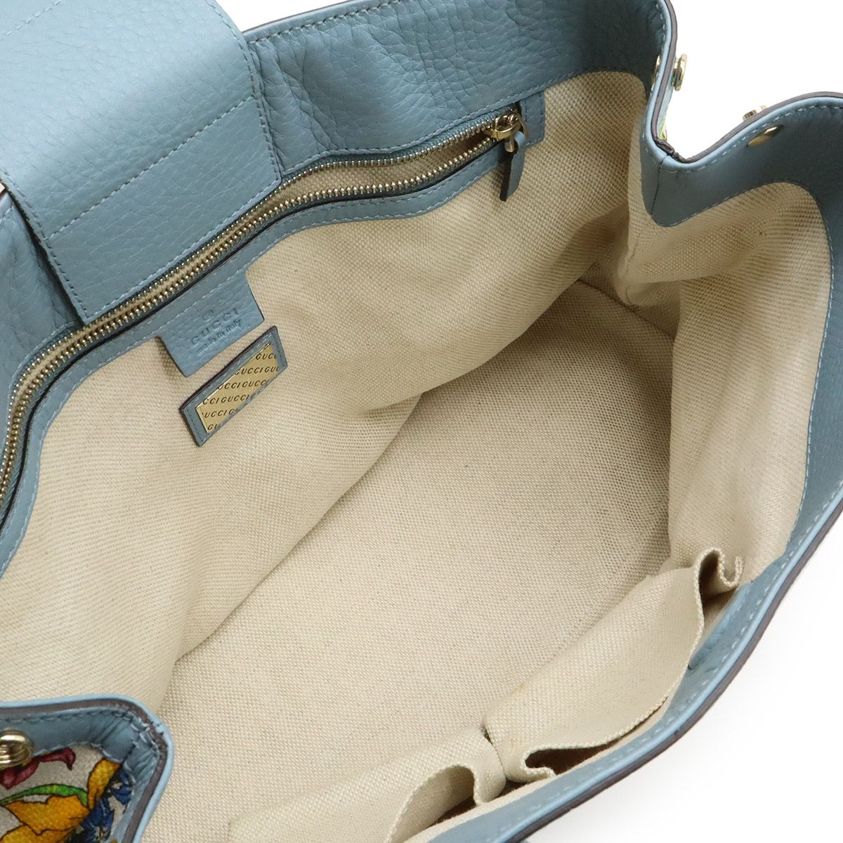 Gucci Flora Tote Shoulder Bag Semi Floral Pattern Canvas Leather — view 5