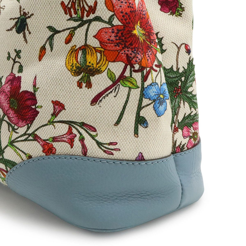 Gucci Flora Tote Shoulder Bag Semi Floral Pattern Canvas Leather — view 8