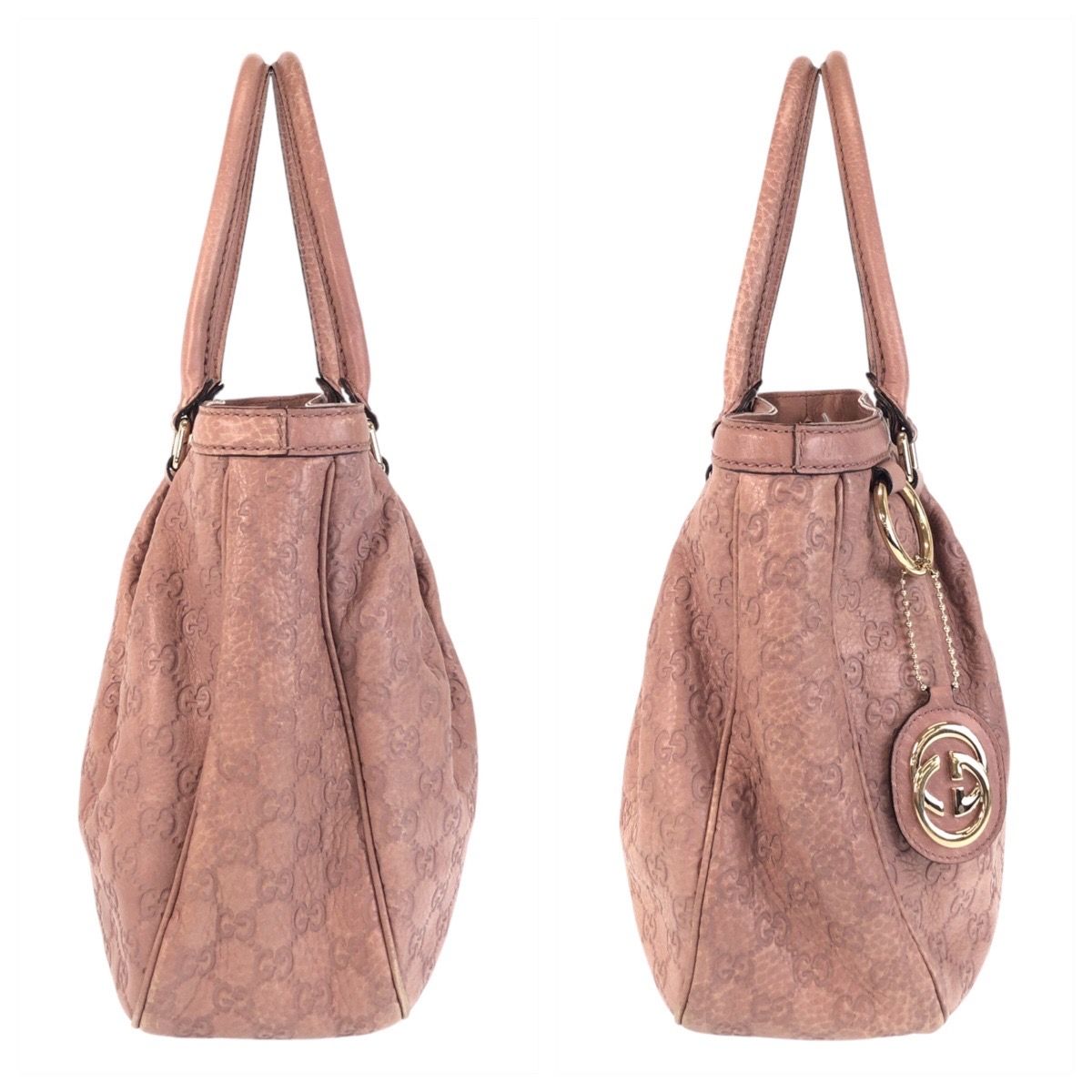 Gucci Guccissima Ski Pink Beige Gold Leather Tote Shoulder Bag — view 6