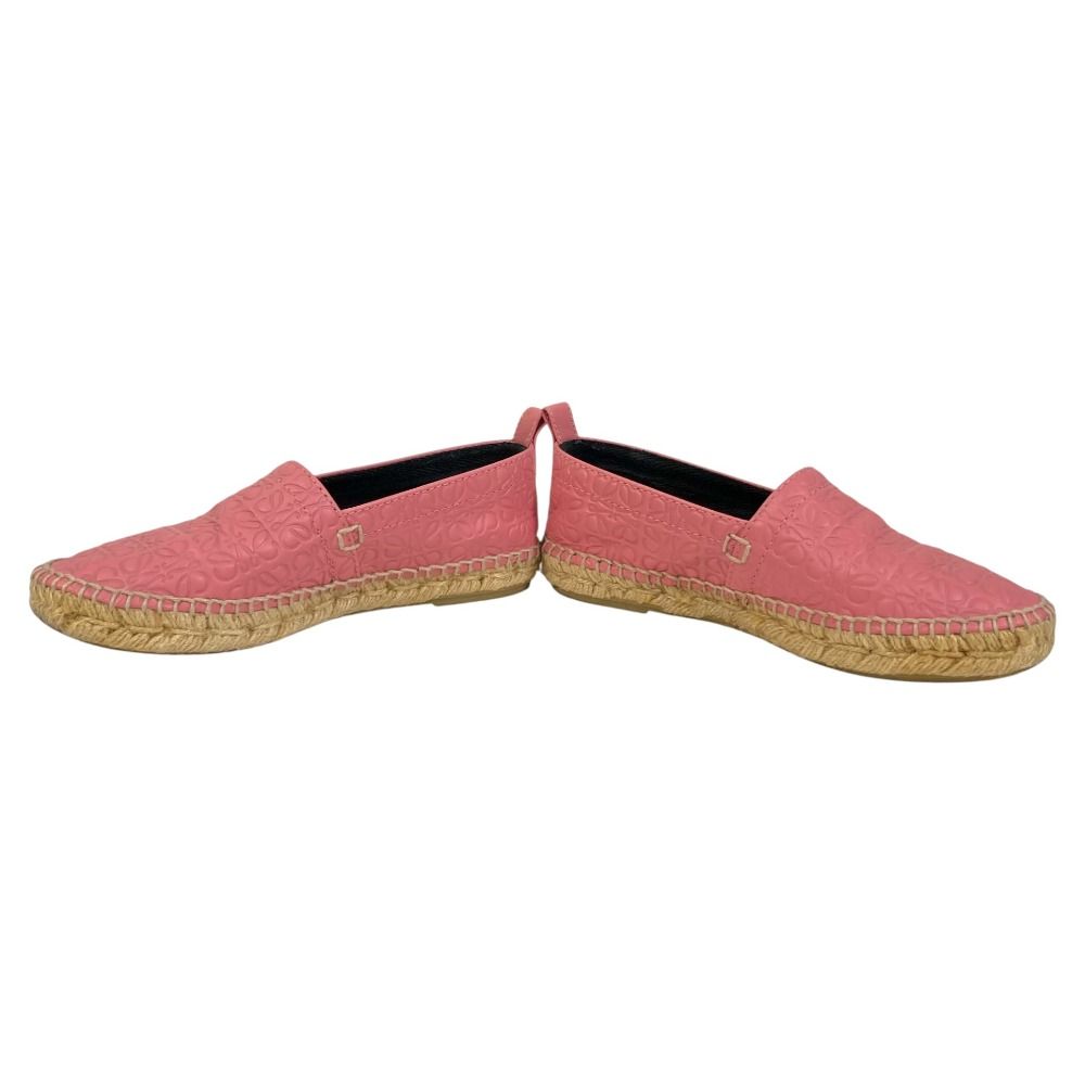 Loewe Anagram Leather Espadrille Slip Ons 35 Pink — view 4