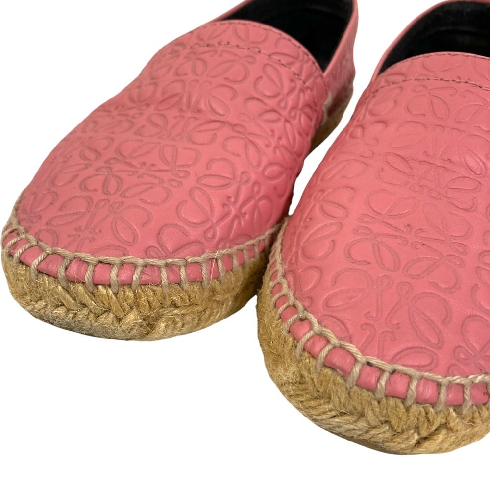 Loewe Anagram Leather Espadrille Slip Ons 35 Pink — view 7