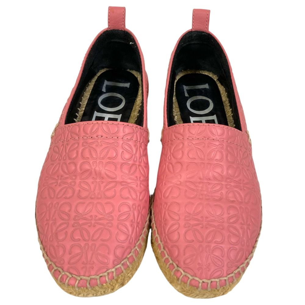 Loewe Anagram Leather Espadrille Slip Ons 35 Pink — view 3