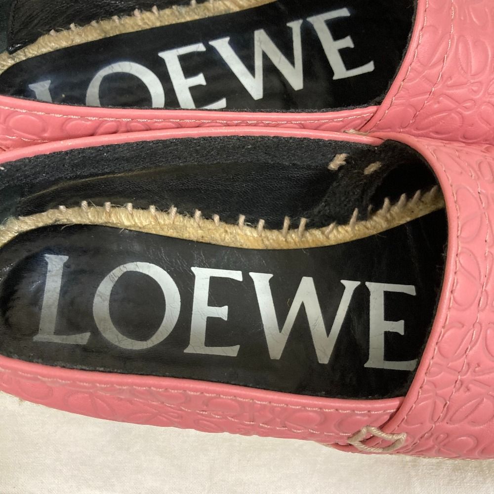 Loewe Anagram Leather Espadrille Slip Ons 35 Pink — view 8
