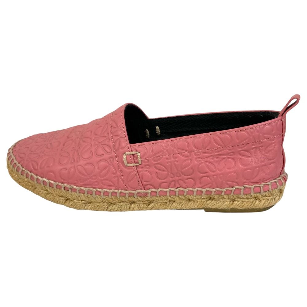 Loewe Anagram Leather Espadrille Slip Ons 35 Pink — view 2