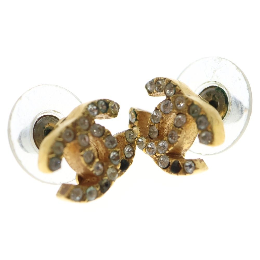 Chanel CC Logo Earrings Rhinestone Gold — view 6