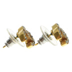 Chanel CC Logo Earrings Rhinestone Gold — view 4