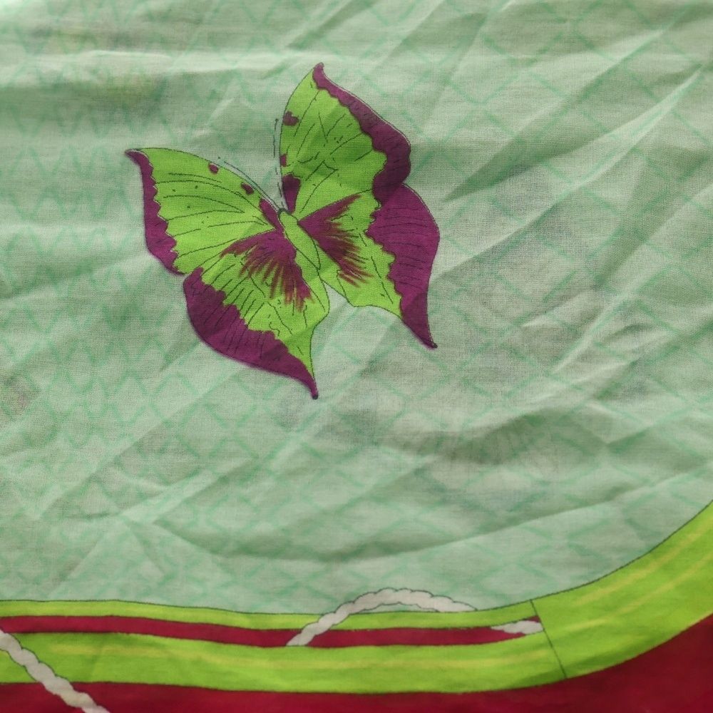 Hermes Butterfly Large Scarf Pink Green — view 2