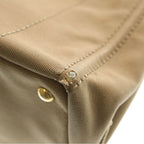 Prada Canapa Tote Brown Beige Canvas Gold — view 6