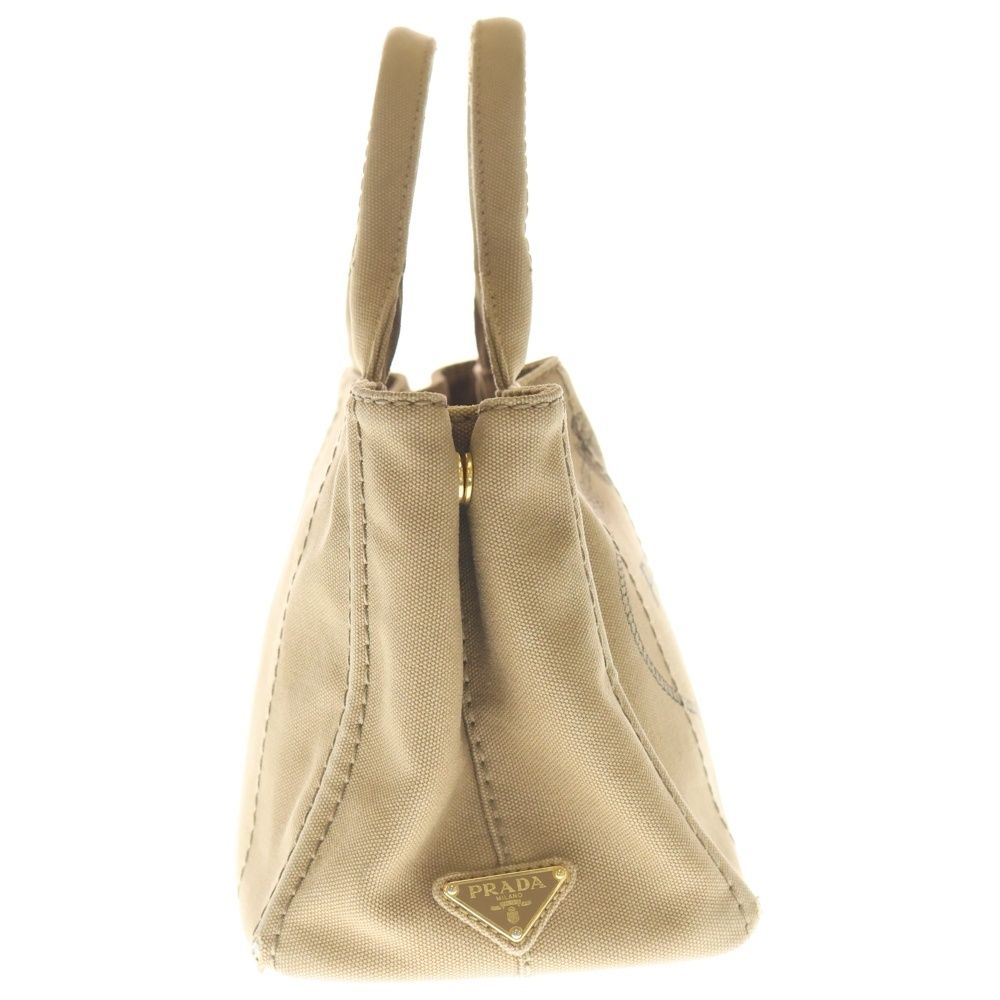 Prada Canapa Tote Brown Beige Canvas Gold — view 3