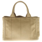 Prada Canapa Tote Brown Beige Canvas Gold — view 2