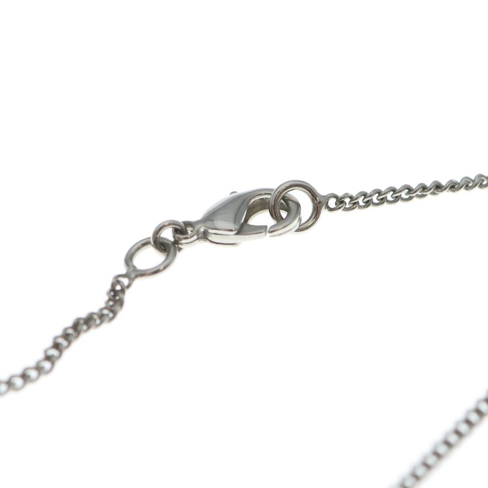 Chanel CC Logo Pearl Pendant Necklace Chain Silver White Navy — view 4