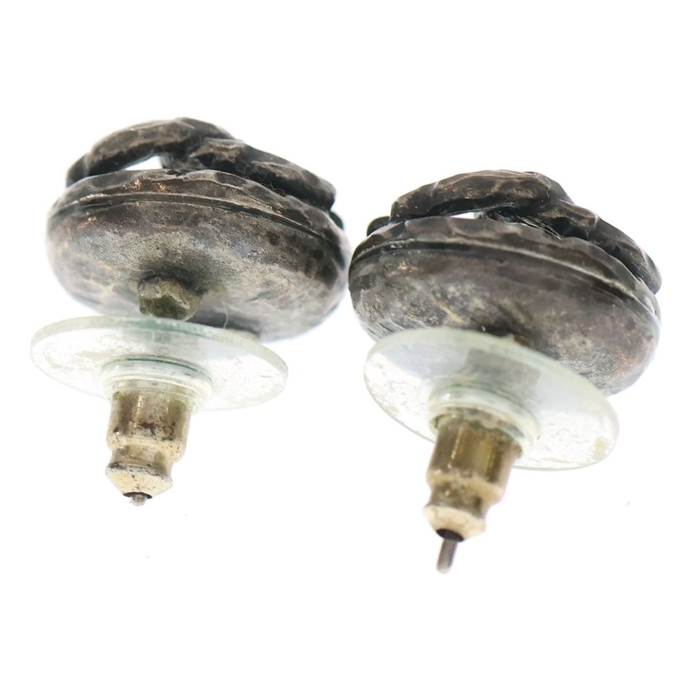 Chanel Coco Round Metal Stud Earrings Silver — view 2